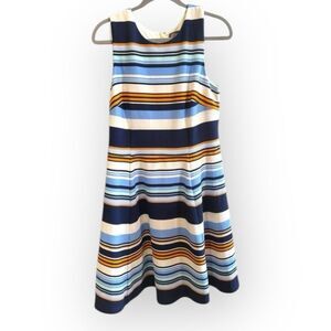 Vince Camuto Multicolor Striped Sleeveless A-Line Dress | Size 14